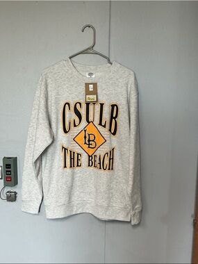 Rivalry Threads CSULB The Beach Gray Crewneck with Gold and Black Logo